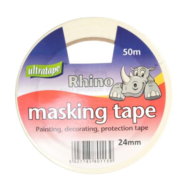 thumbnail image 2 of White Low Tack Masking Tape – 24mm X 50m Roll – Ideal For Crafts, Painting & DIY 2 of 5