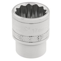 DRAPER HI-TORQ 12 Point Socket, 3/8"sq. dr.17mm