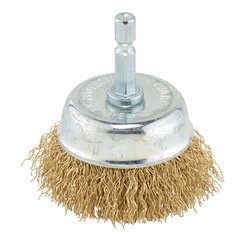 Brassed Steel Crimped Wire Wheel Brush, 50mm