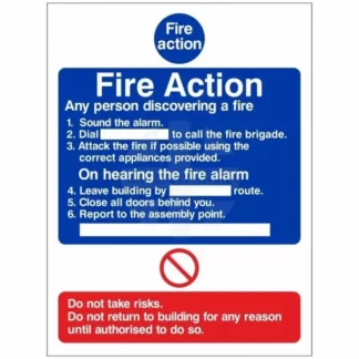Spectrum Industrial Fire Action 6 Point Safety Sign