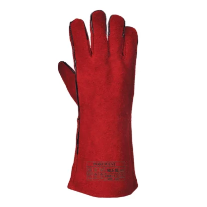 Red Welding Gauntlets Tough Split Leather Portwest A500 - Image 2