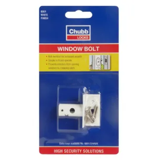 CHUBB 8001 White Window Lock Bolt with Screws