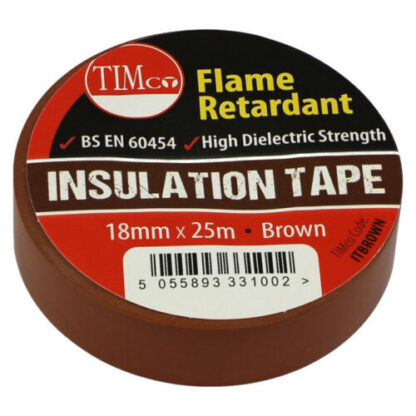 Brown 18mm x 25m TIMCO PVC Electrical Insulation Tape - Image 2