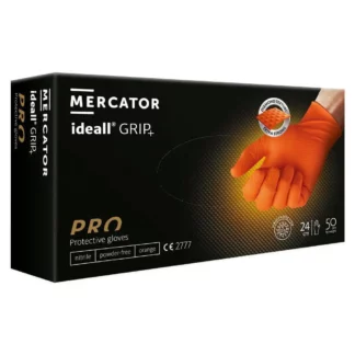 Orange Nitrile Gloves - Powder Free 50 pcs | Mercator Ideall Grip