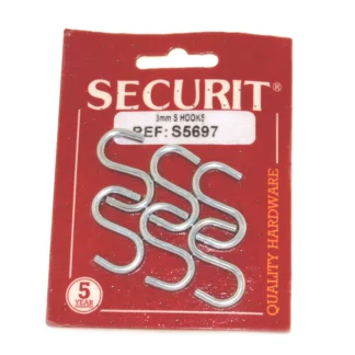 Securit S5697 3mm S-Hooks | Zinc Plated, 6-Pack