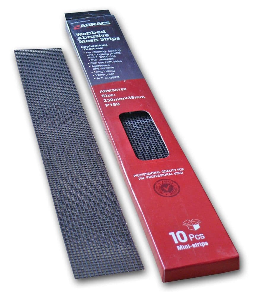 Abracs Webbed Abrasive Mesh Strips. Pack of 10.