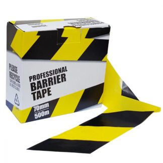 Black & Yellow 500m x 70mm Non-Adhesive Professional Barrier Tape