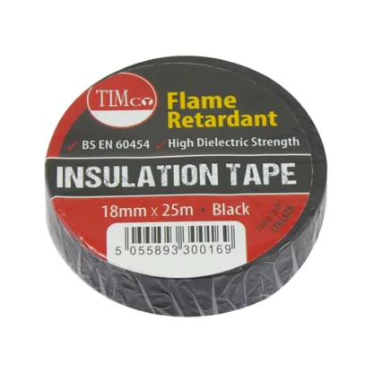 Black 18mm x 25m TIMCO PVC Electrical Insulation Tape - Image 2