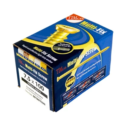 Concrete Screws 7.5mm x 120mm Zinc + Yellow TIMCO 100 Pack - Image 2
