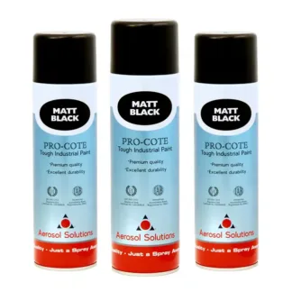 3x Bundle - Pro-Cote - Matt Black, Industrial Spray Paint - 500ml